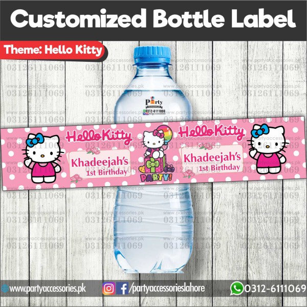 Hello Kitty theme Customized Bottle Labels for table decoration