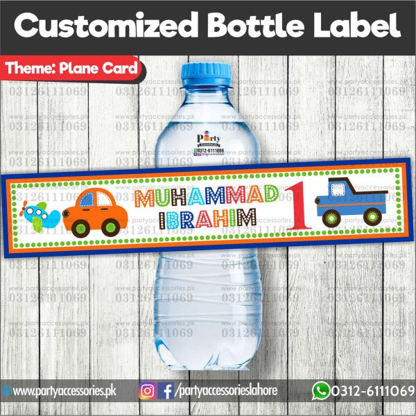 Cars theme Customized Bottle Label wraps for table decoration