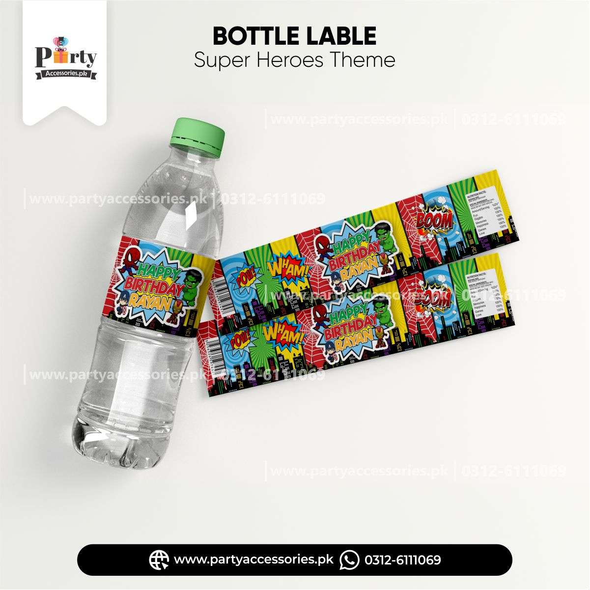 Super hero avengers theme Customized Bottle Label wraps 
