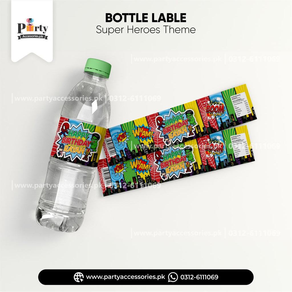 Super hero avengers theme Customized Bottle Label wraps 