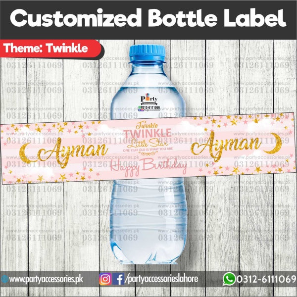 Twinkle Twinkle for Girls theme Customized Bottle Label wraps