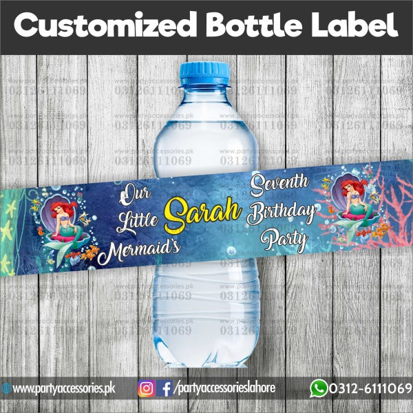 Mermaid theme Customized Bottle Labels for table decoration