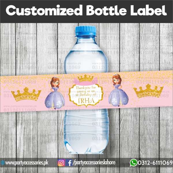 Princess Sofia theme Customized Bottle Label wraps