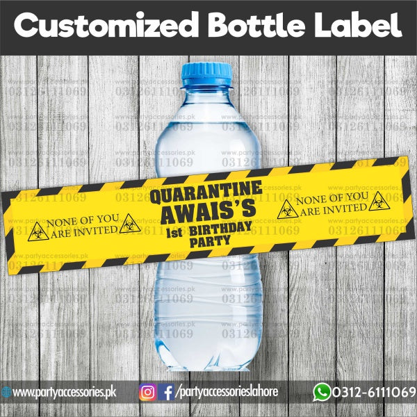 Quarantine theme Customized Bottle Labels for table decoration