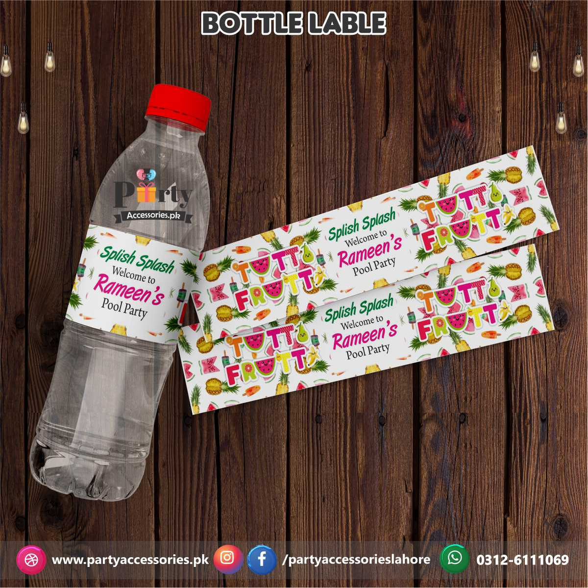 Tutti Fruiti theme Customized Bottle Label wraps for table decoration