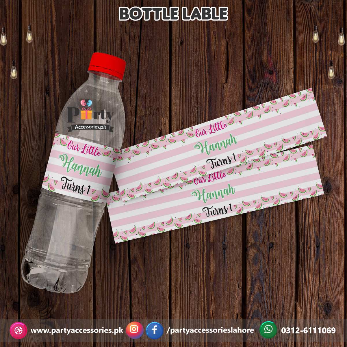 One in a Melon theme Customized Bottle Label wraps