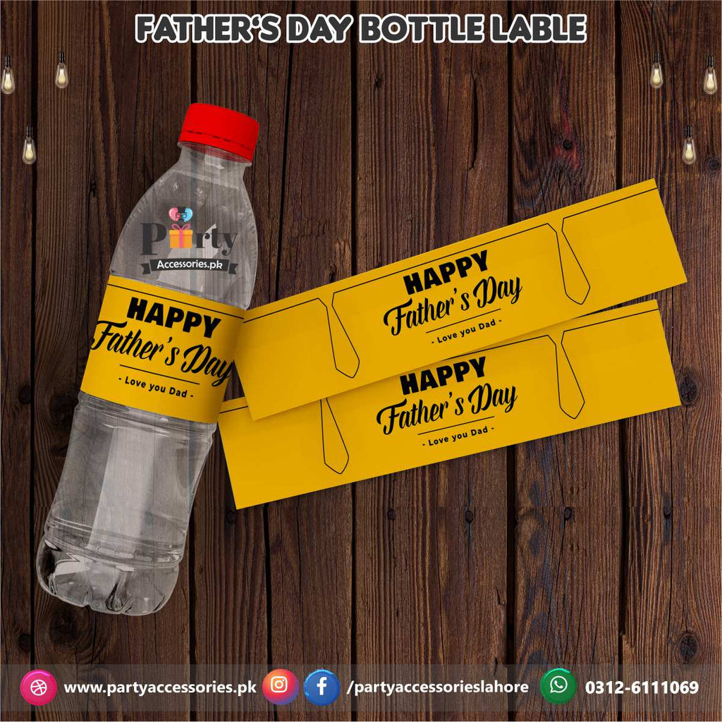 Fathers day Table decorations | Happy Father's day Bottle label in yellow shade