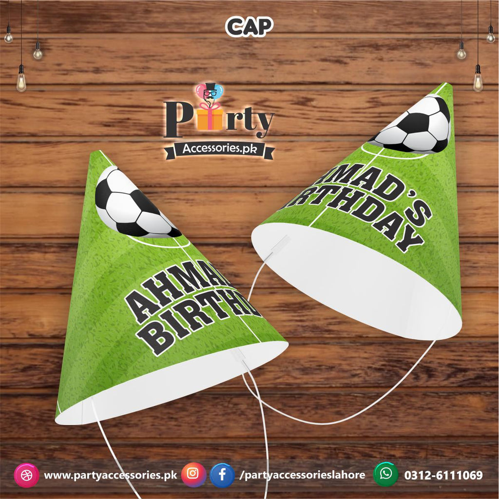 Cone shape caps in Football theme birthday party