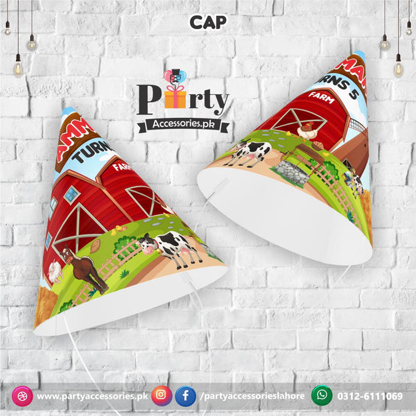 Customized Cone shape caps in Farm animals theme birthday party