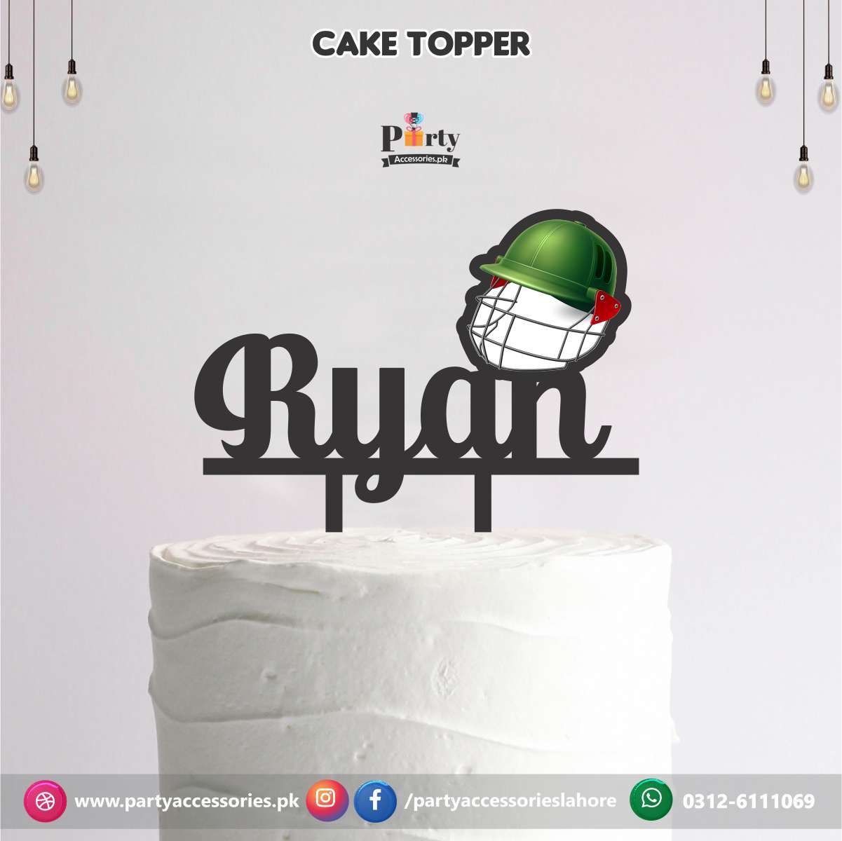 Cricket  wooden cake topper