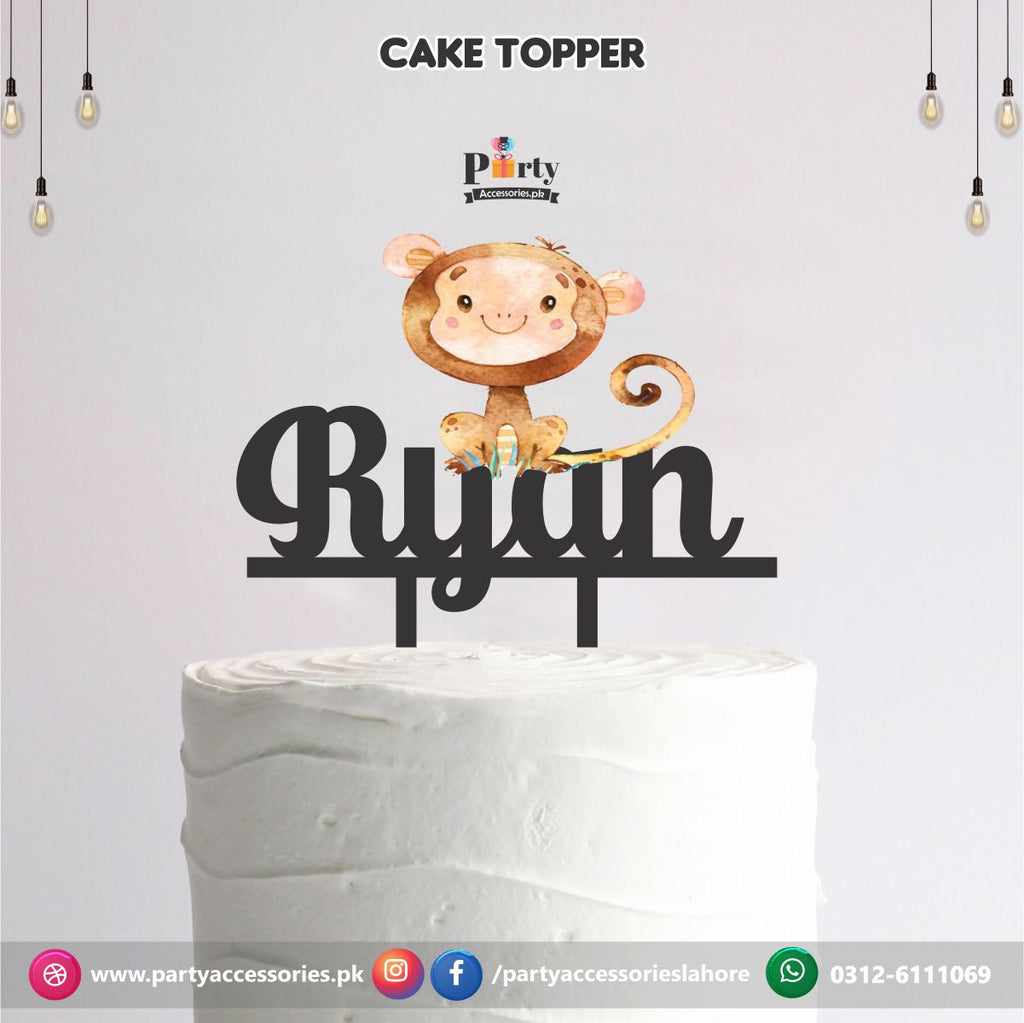 Customized Wild One theme cake topper on wood