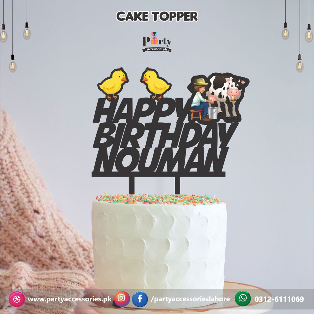 Farm Animals theme birthday wooden cake topper