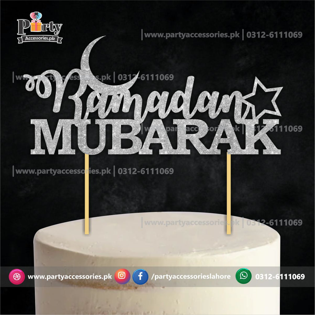 Ramadan Mubarak glitter Cake topper