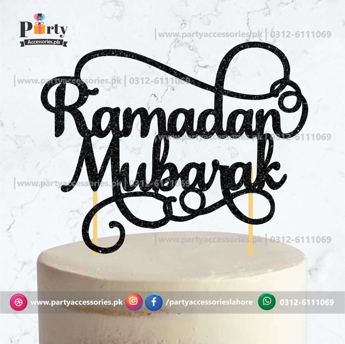 Ramadan Decorations 2025 | Ramadan Mubarak Cake topper glitter