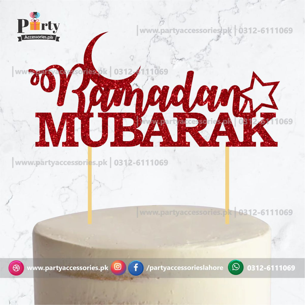 Ramadan Mubarak glitter Cake topper