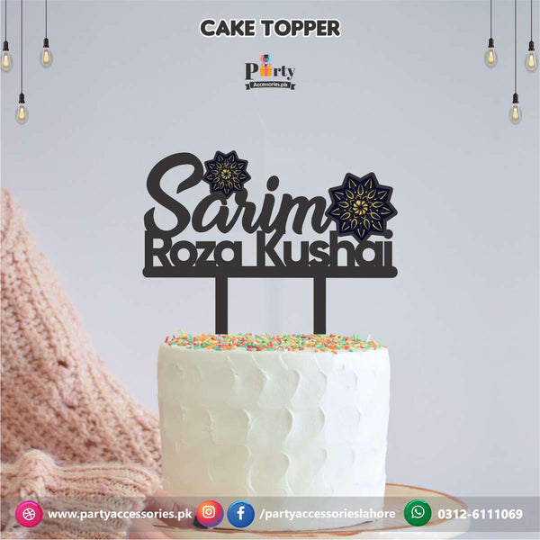 First Roza Kushai theme birthday party customized wooden cake topper