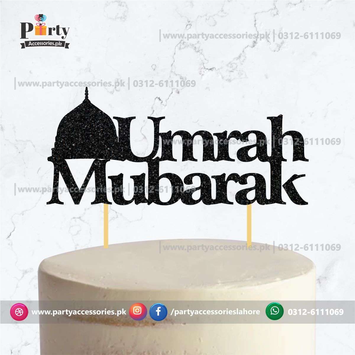 Umrah Mubarak Cake topper in English