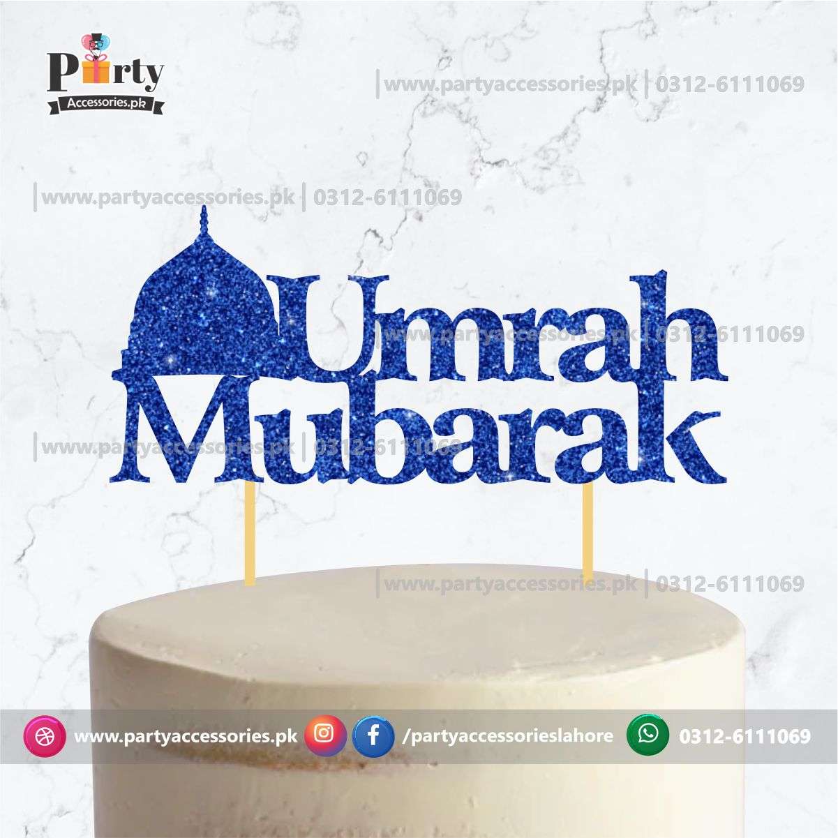 Umrah Mubarak Cake topper in English