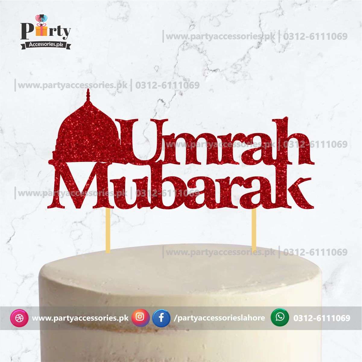 Umrah Mubarak Cake topper in English