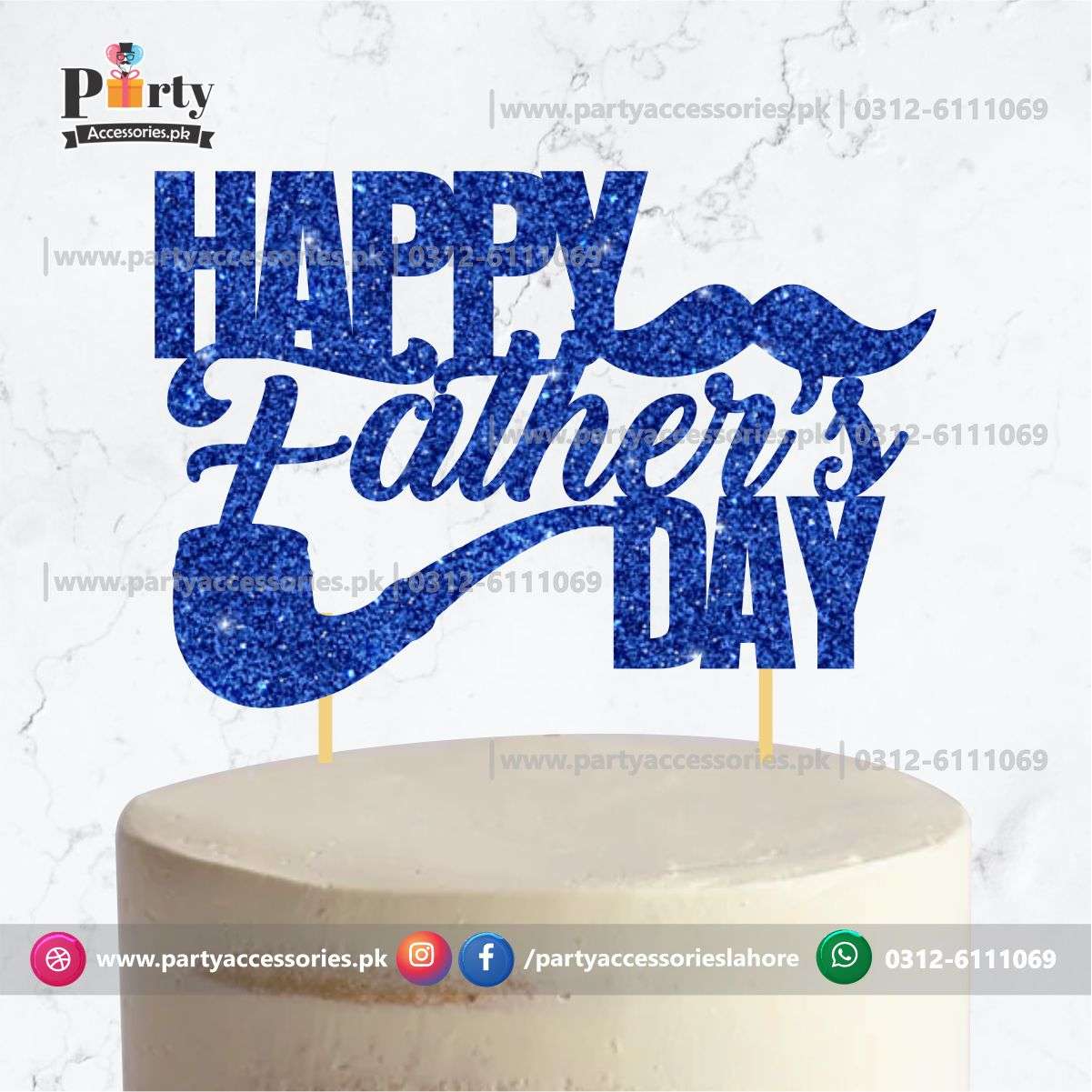 Happy Father's day glitter cake topper | Fathers day cake toppers