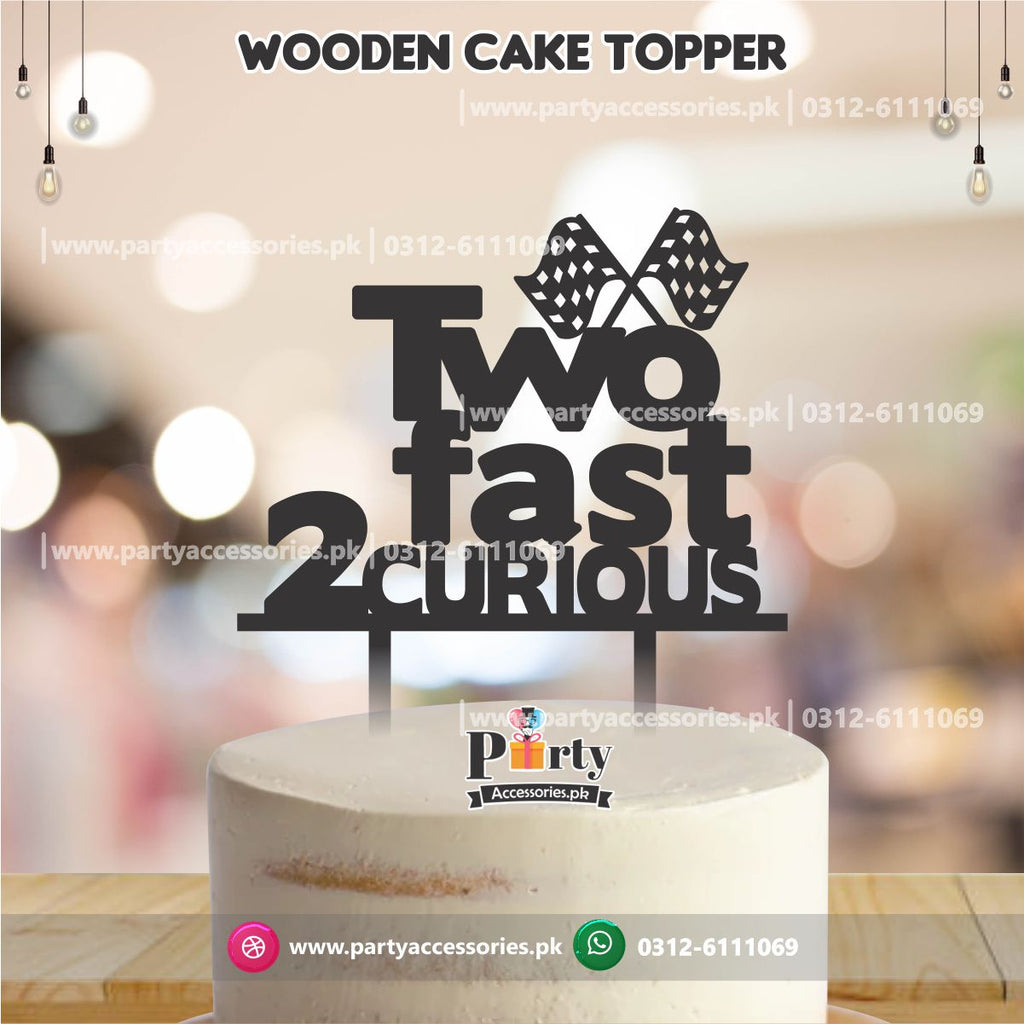 Two Fast theme Customized wooden cake topper