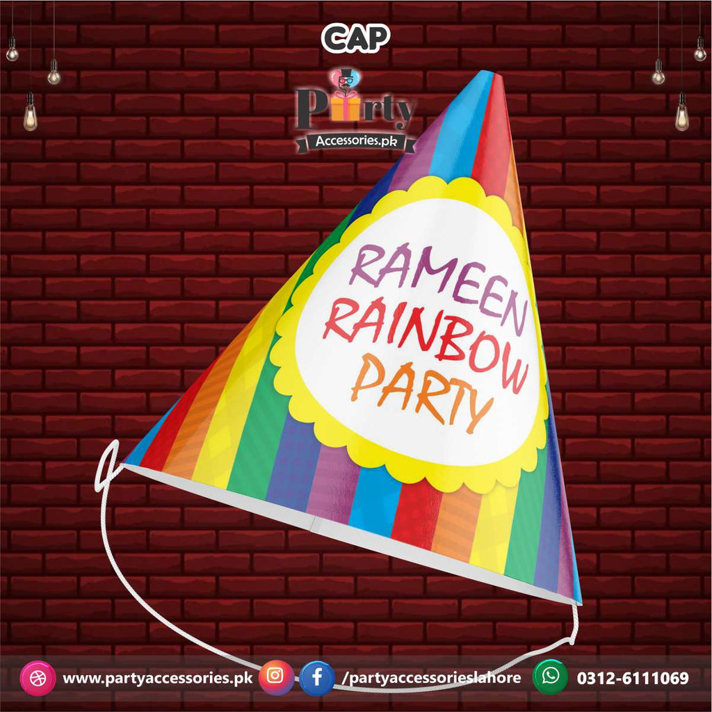 rainbow theme birthday caps