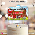 Customized card cake topper for birthday in Farm animals