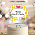 One in a melon theme birthday cake topper customized on card