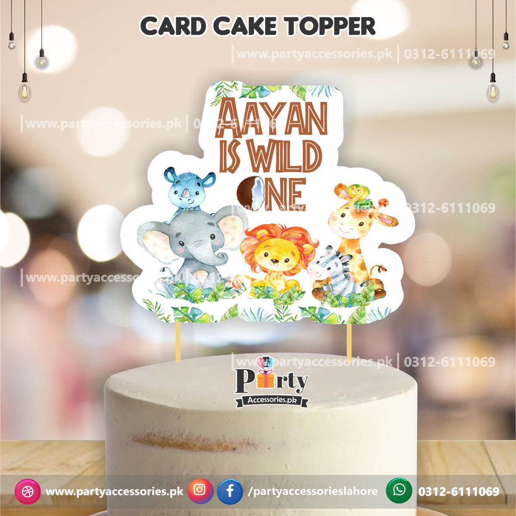 Customized Wild One theme birthday cake topper on card