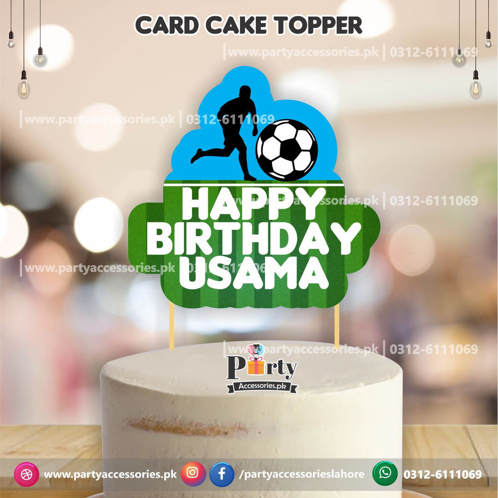 Customized Football theme birthday cake topper customized on card