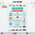 Customized Transport theme first birthday Fact board / Milestone Board in Blue