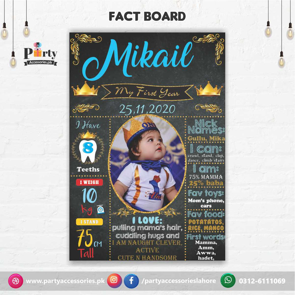 prince theme fact board baby milestone board 