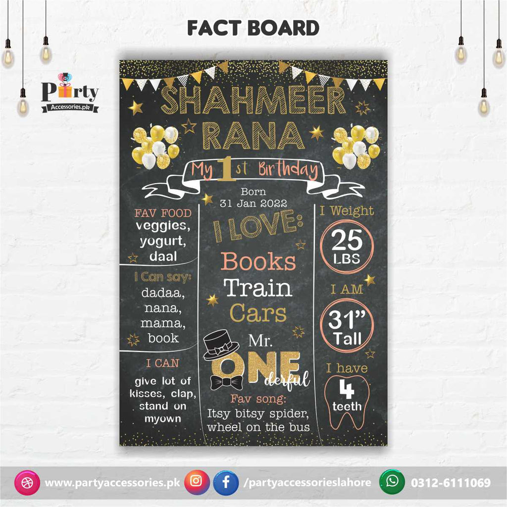 onederful theme milestone fact chalkboard customized