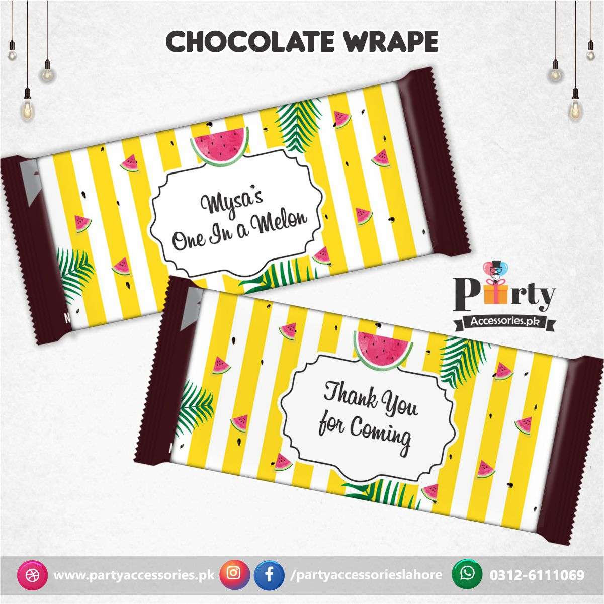 Customized One in a melon theme chocolate wraps