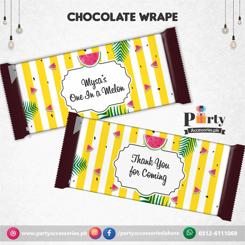 Customized One in a melon theme chocolate wraps