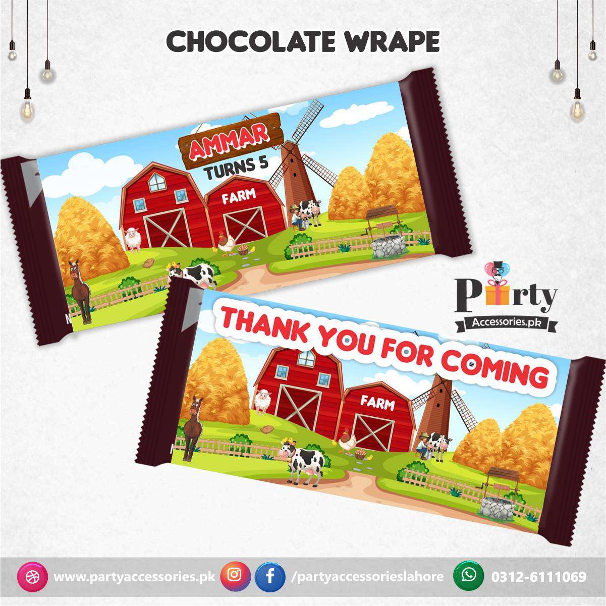Farm animals theme chocolate wraps
