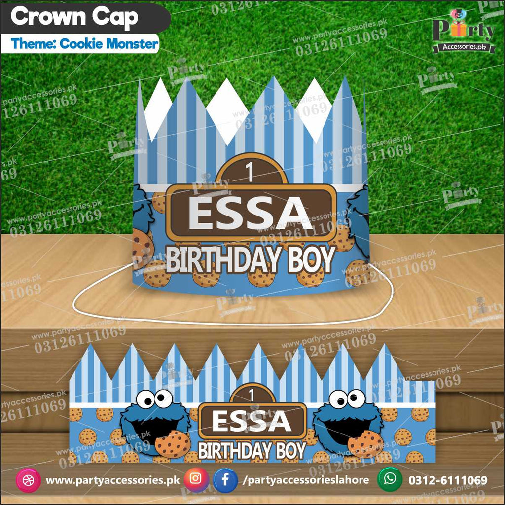 Crown Cap in Cookie Monster theme customized for the birthday BOY