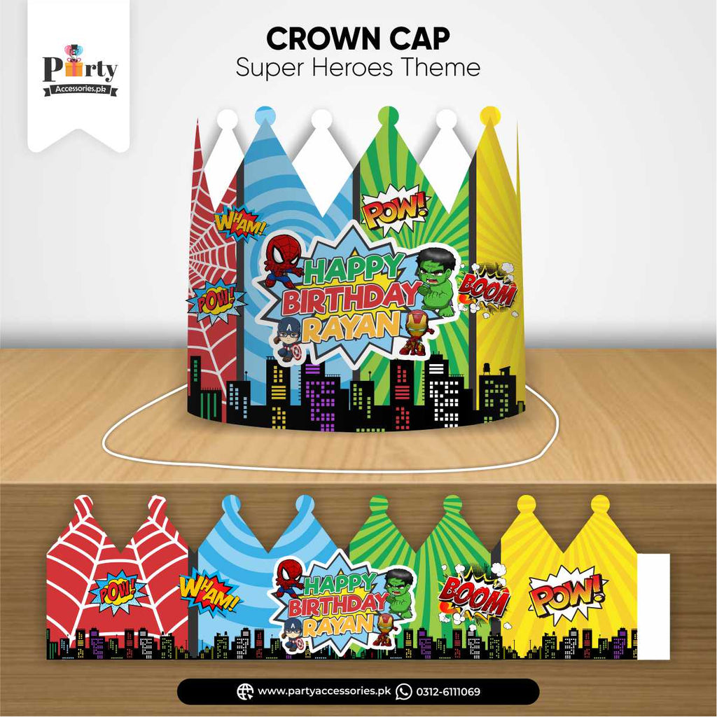 Superheros theme crown cap