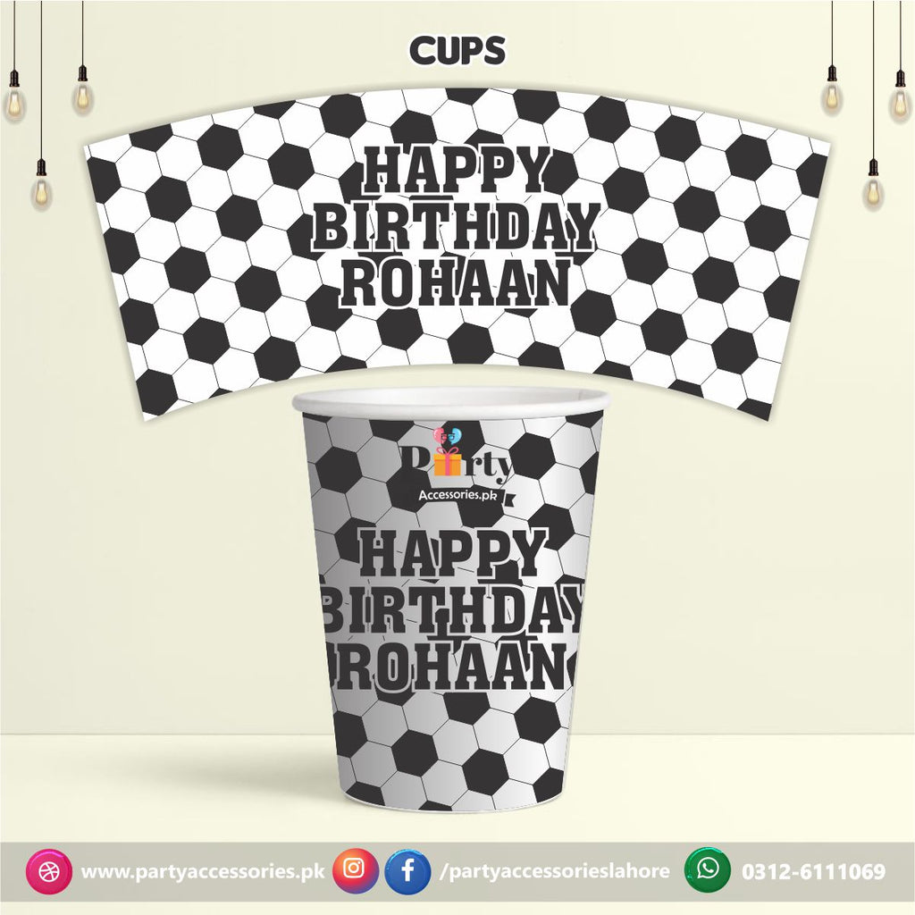 Customized Paper cups in Football Theme Birthday Party