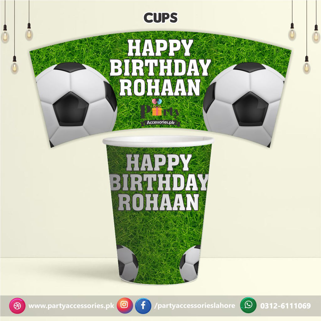 Customized Paper cups in Football Theme Birthday Party
