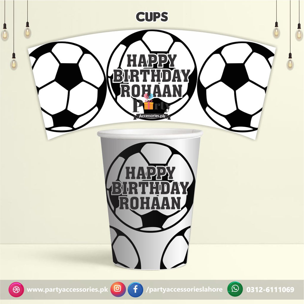 Customized Paper cups in Football Theme Birthday Party
