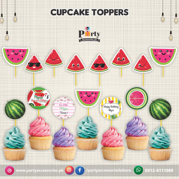 One in a  melon theme party cupcake Toppers 