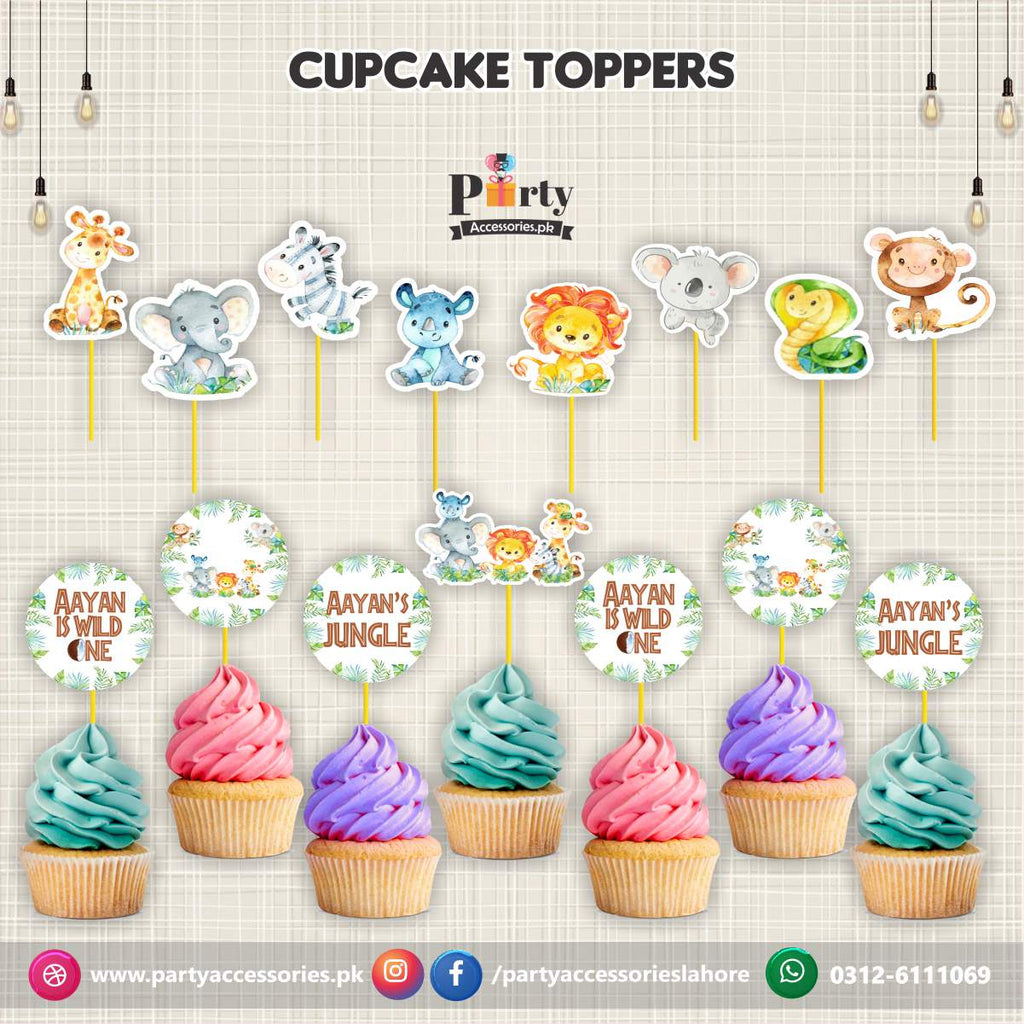 Wild One theme birthday cupcake toppers set cutouts