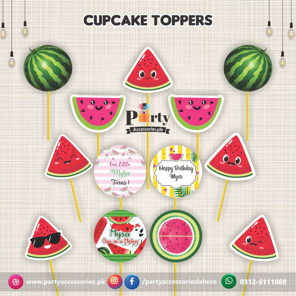 One in a  melon theme party cupcake Toppers 