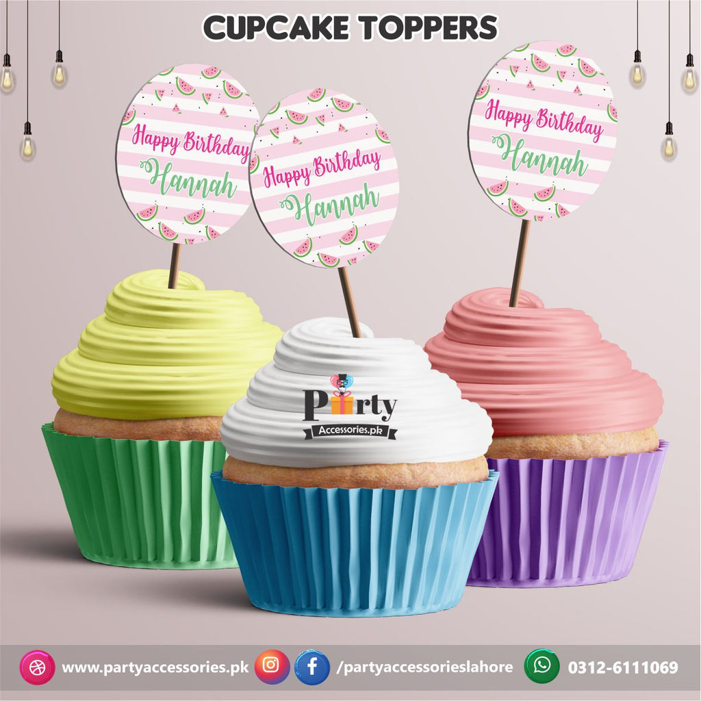  One in a  melon theme birthday party | cupcake Toppers