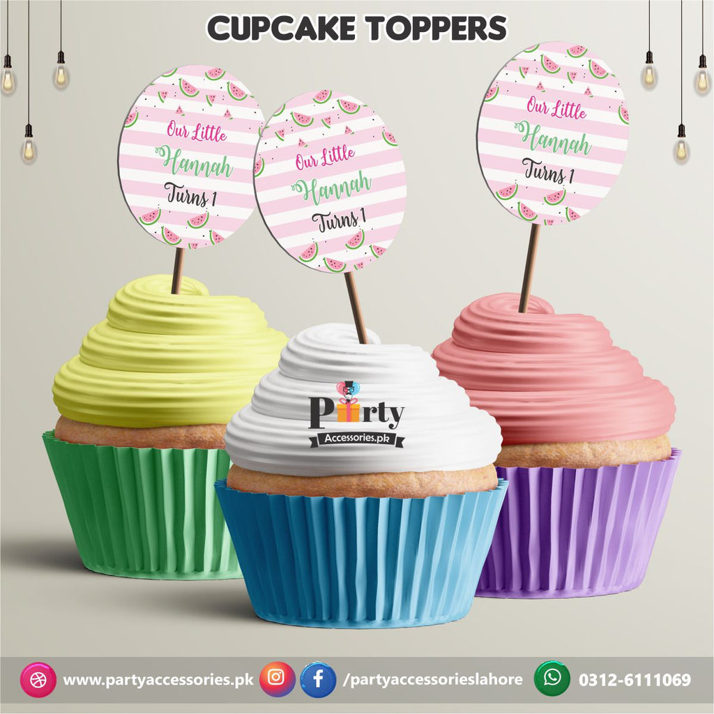  One in a  melon theme birthday party | cupcake Toppers