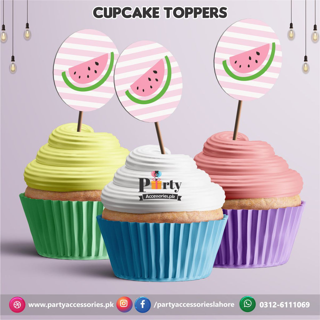  One in a  melon theme birthday party | cupcake Toppers