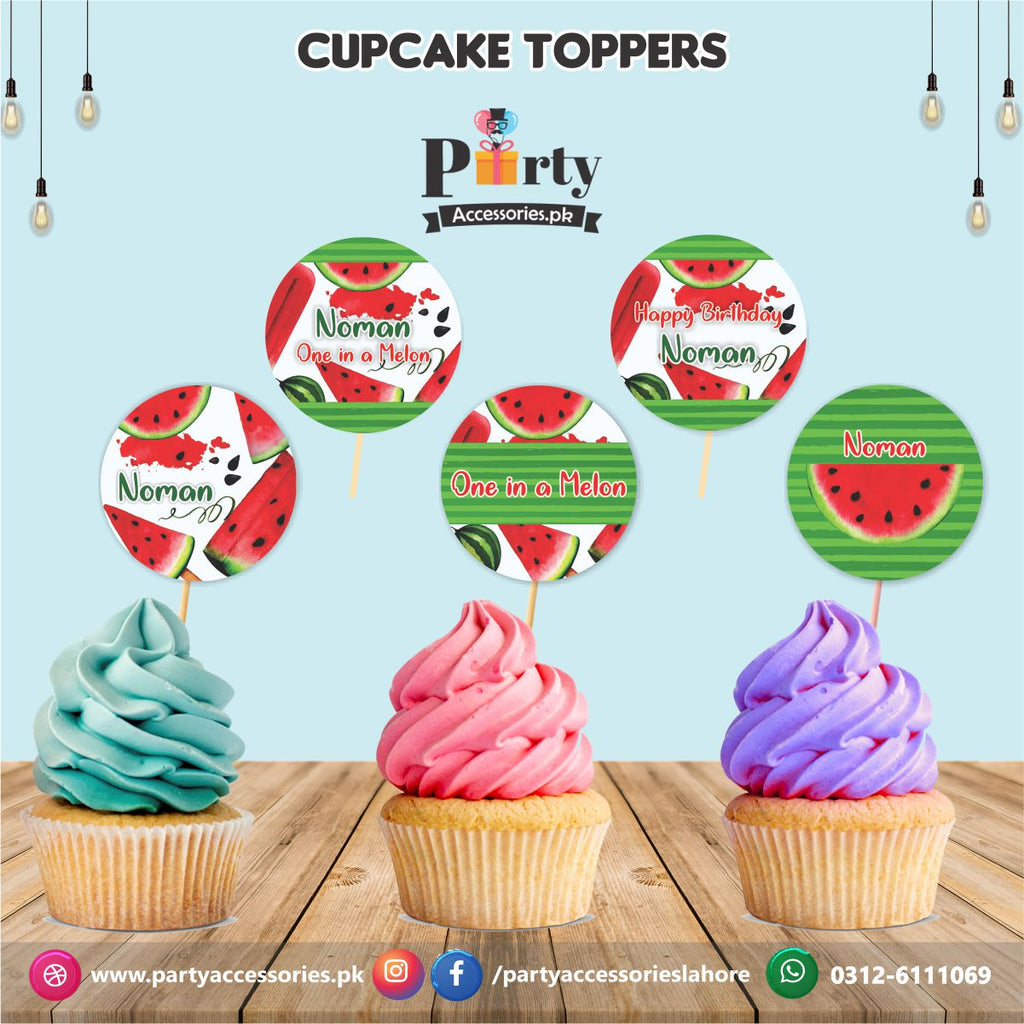 One in a  melon theme party | cupcake Toppers