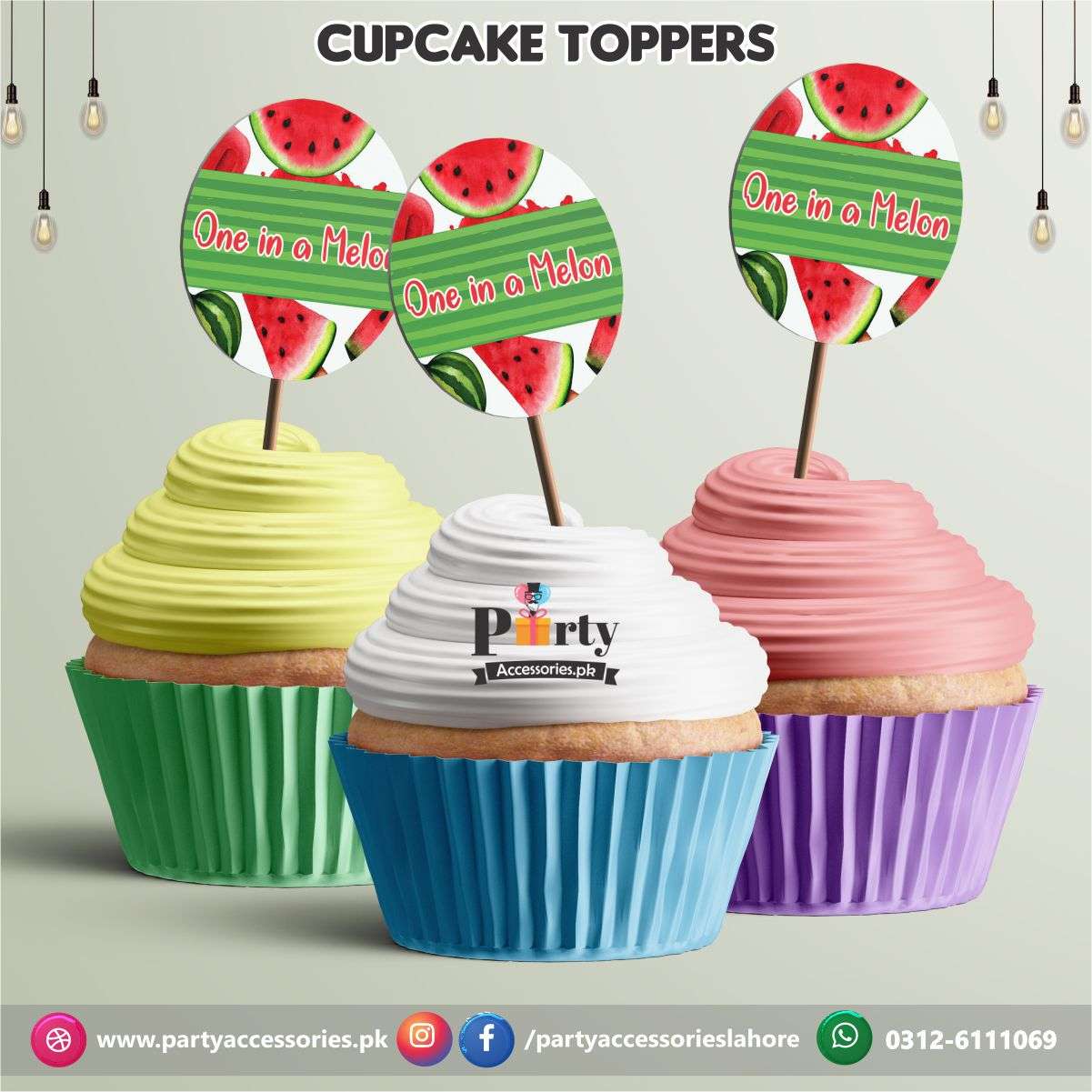 One in a  melon theme party | cupcake Toppers