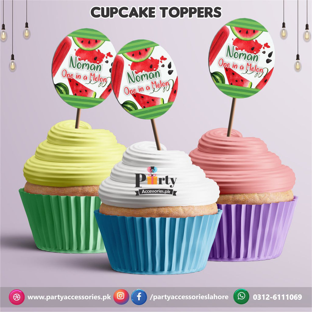 One in a  melon theme party | cupcake Toppers